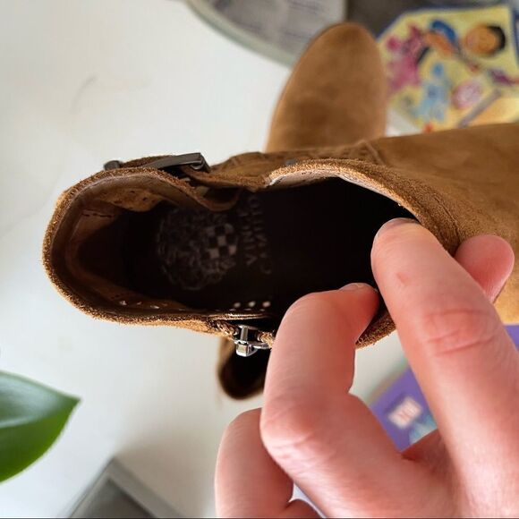 COPY - Vince Camuto Brown Suede Buckle Block Heel Boots/Booties womens 8 - Picture 8 of 9